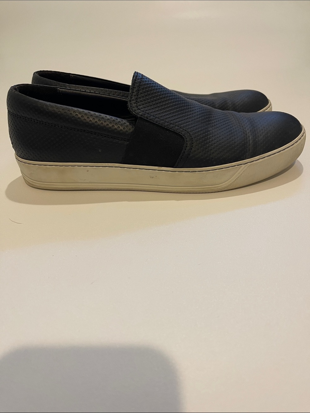 Lanvin Men's Black Slip-On Loafers with Cream Sole - Picture 3 of 7